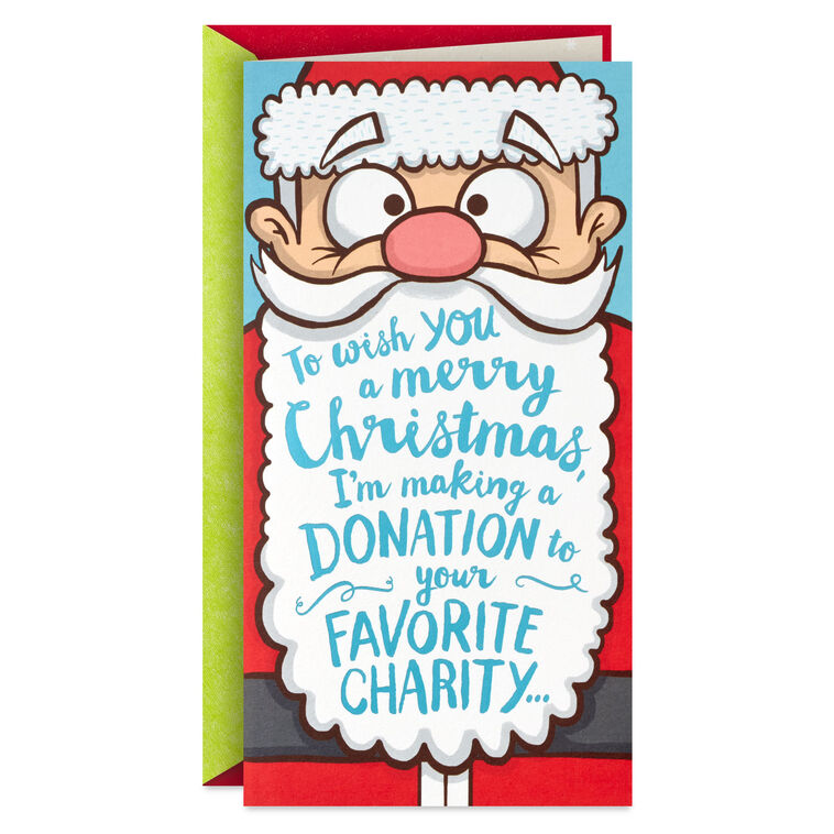 Making a Donation Santa Funny Pop-Up Money Holder Christmas Card