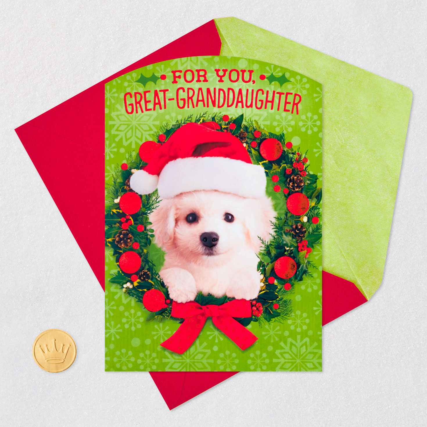 Puppy in Santa Hat Christmas Card for Great-Granddaughter for only USD 3.59 | Hallmark