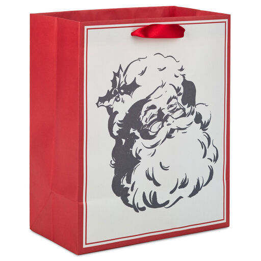 9.6" Santa Illustration Medium Christmas Gift Bag, 