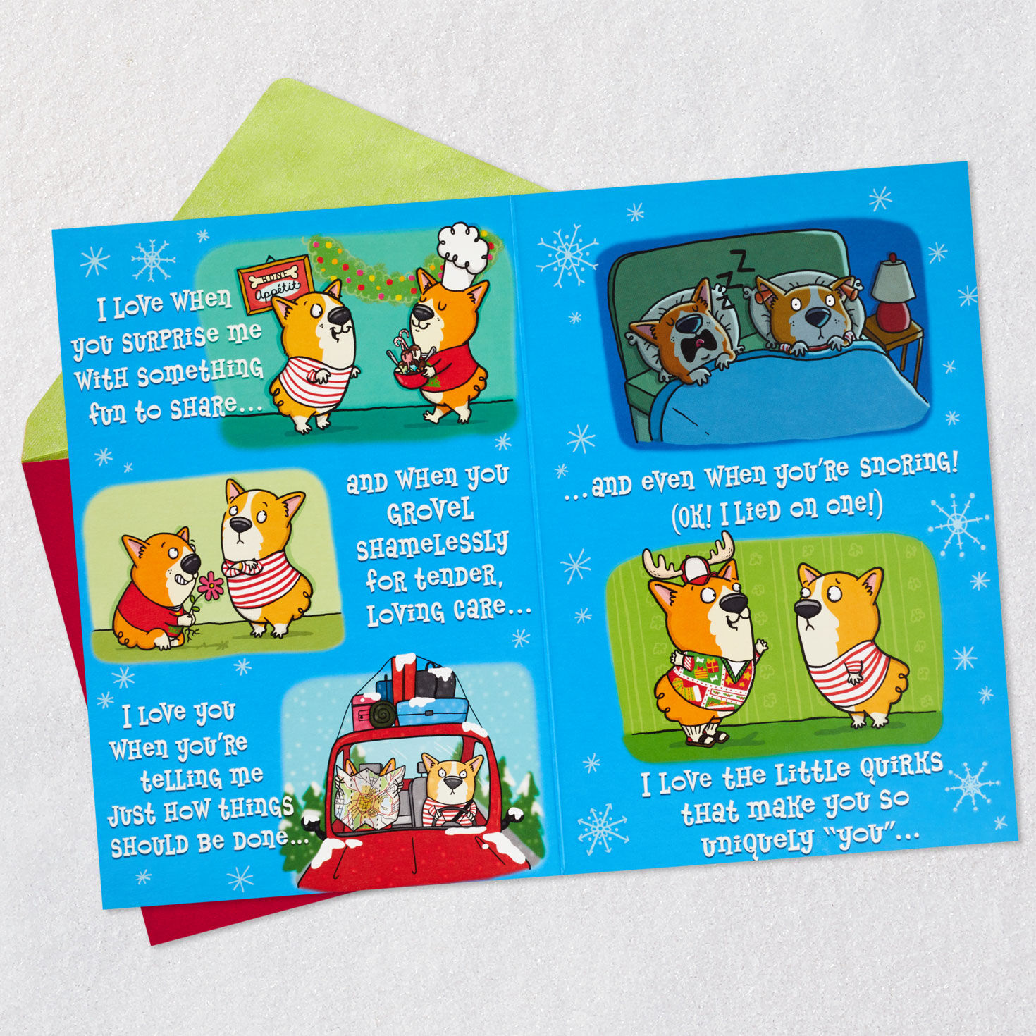 Corgi Dogs Funny Pop-Up Christmas Card for Husband Open card with envelope image number 4