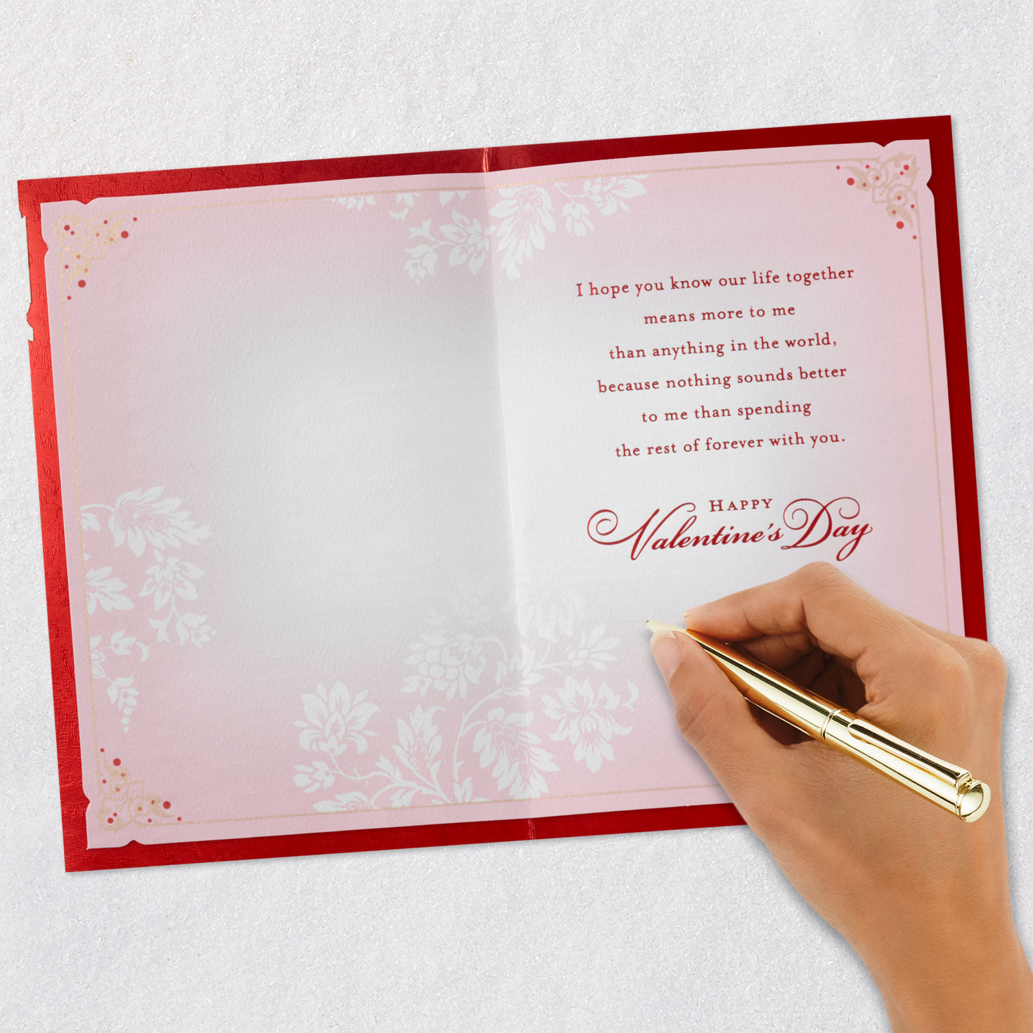 Pink and Red Elegant Valentine's Day Card for Wife signing card image number 6