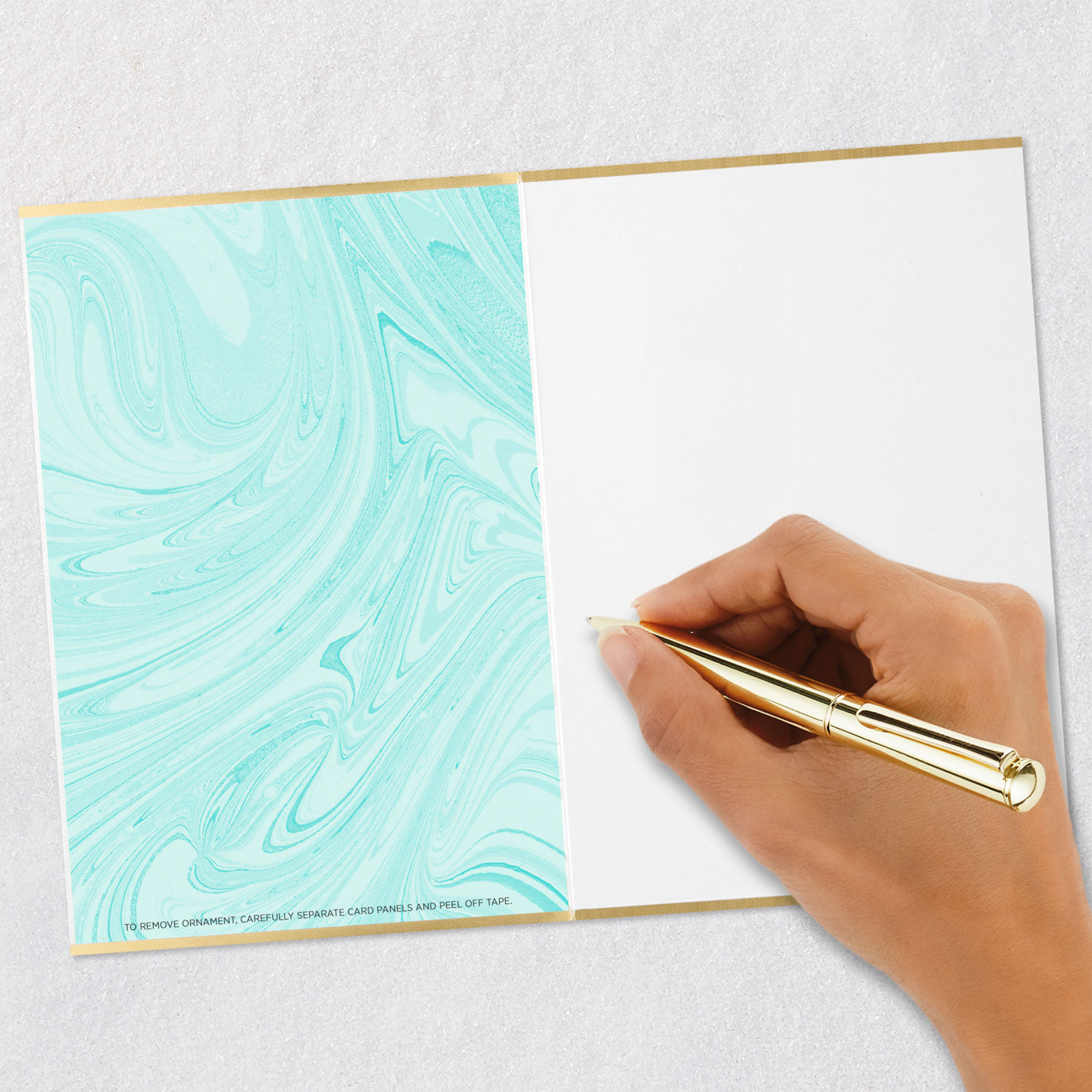 Gold and Teal Removable Cross Blank Card Signing card image number 6