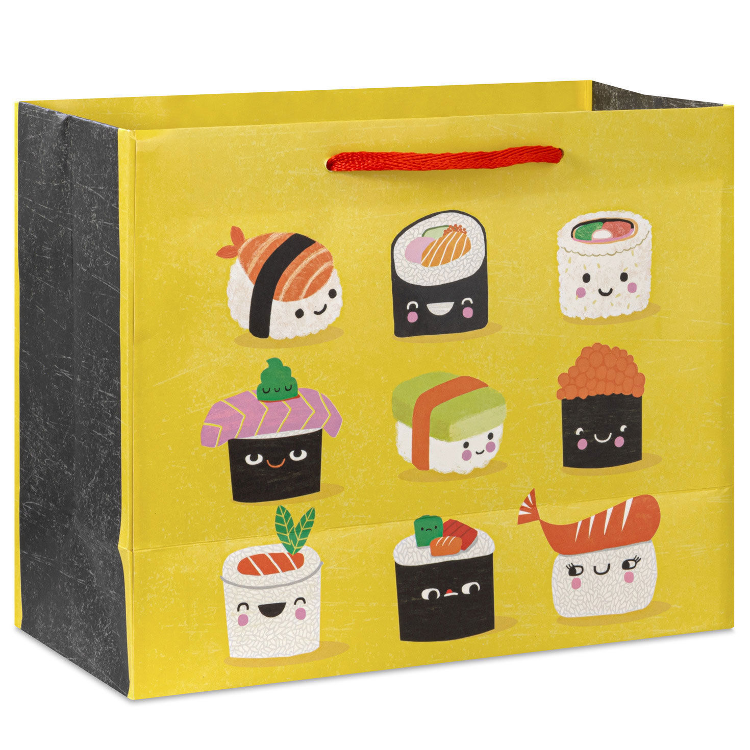 Smiling Sushi on Yellow Medium Gift Bag back image number 6