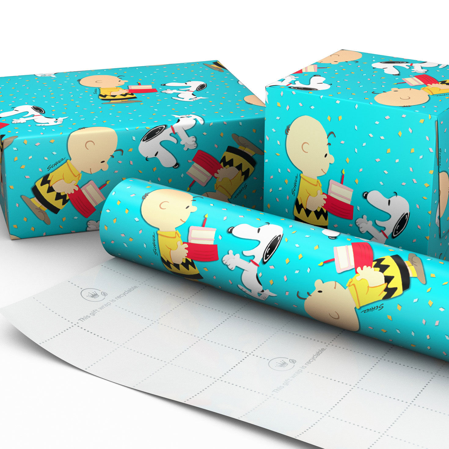 Peanuts® Charlie Brown and Snoopy With Cake Wrapping Paper, 17.5 sq. ft. for only USD 4.99 | Hallmark