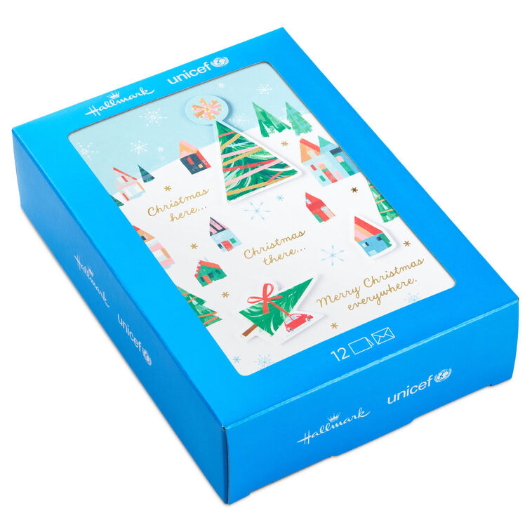 UNICEF Snowy Town Scene Boxed Christmas Cards, Pack of 12