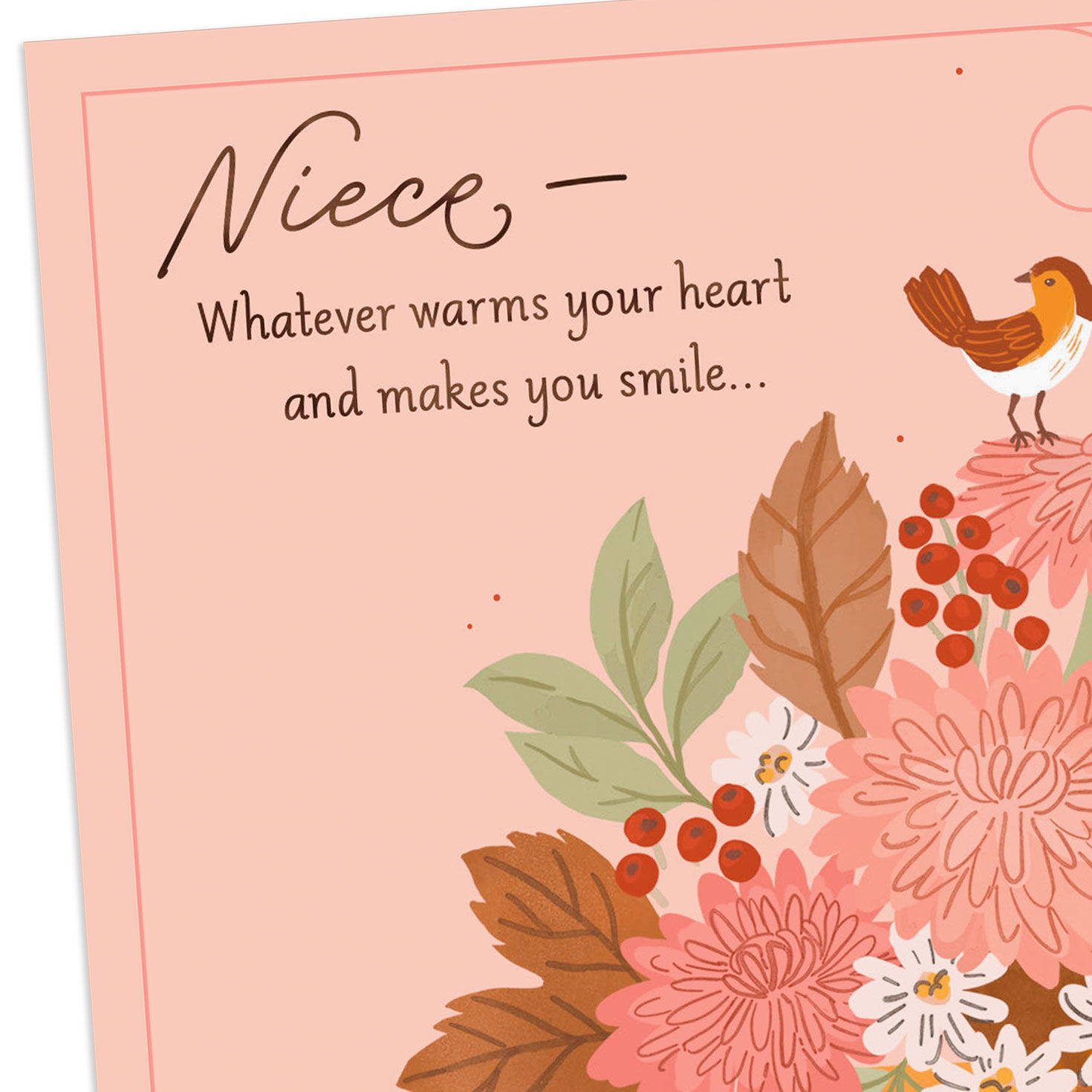 Pink Mums in Pumpkin Thanksgiving Card for Niece Card Front Detail image number 5