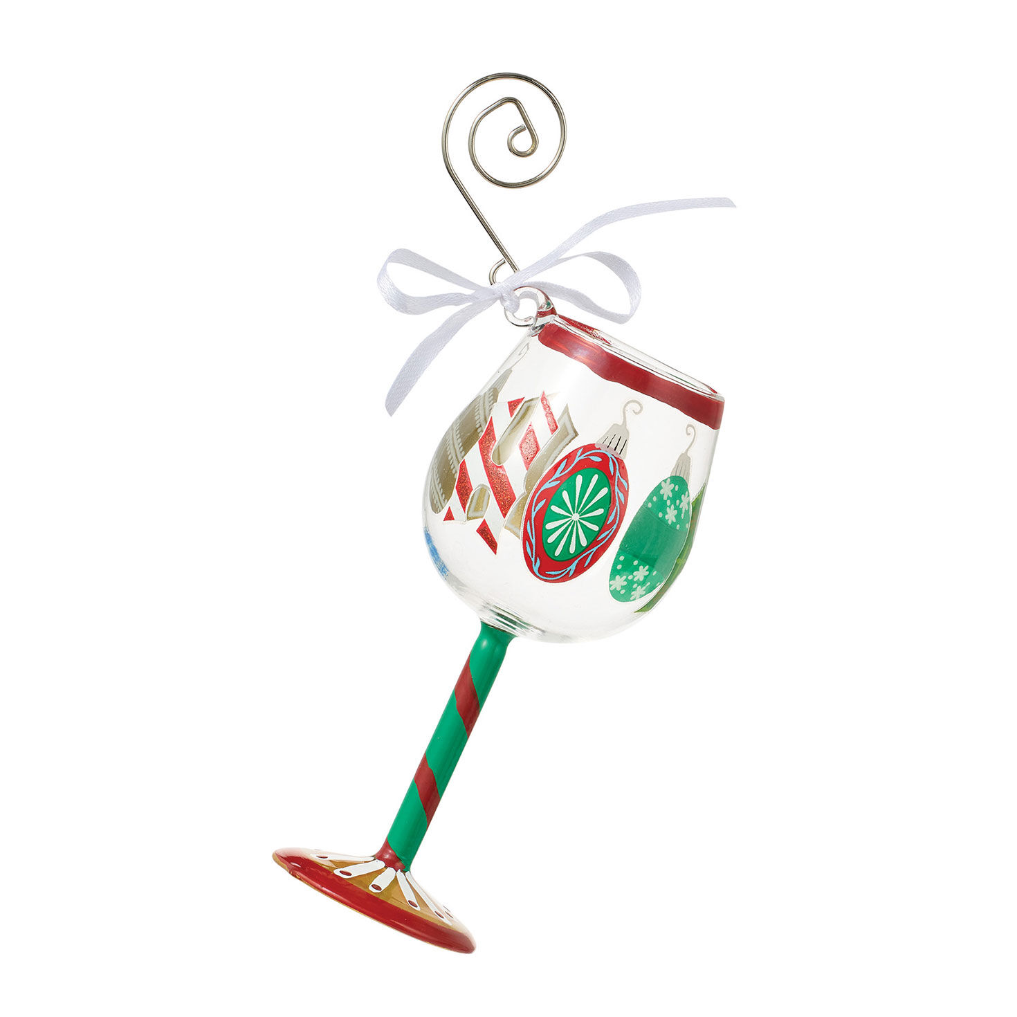 Ho Ho Ho Christmas Wine Glass Ornament Side image number 3