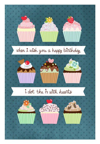 Hearts and Cupcakes Birthday Card