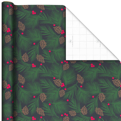 Pine and Berries Pine-Scented Holiday Wrapping Paper, 20 sq. ft., 