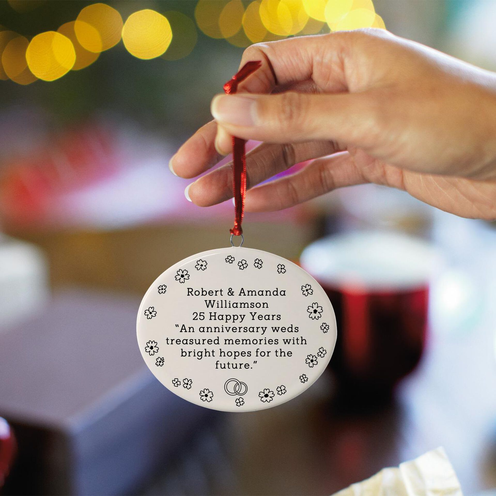 1Sided Oval Ceramic Personalized Ornament—Text Only Personalized