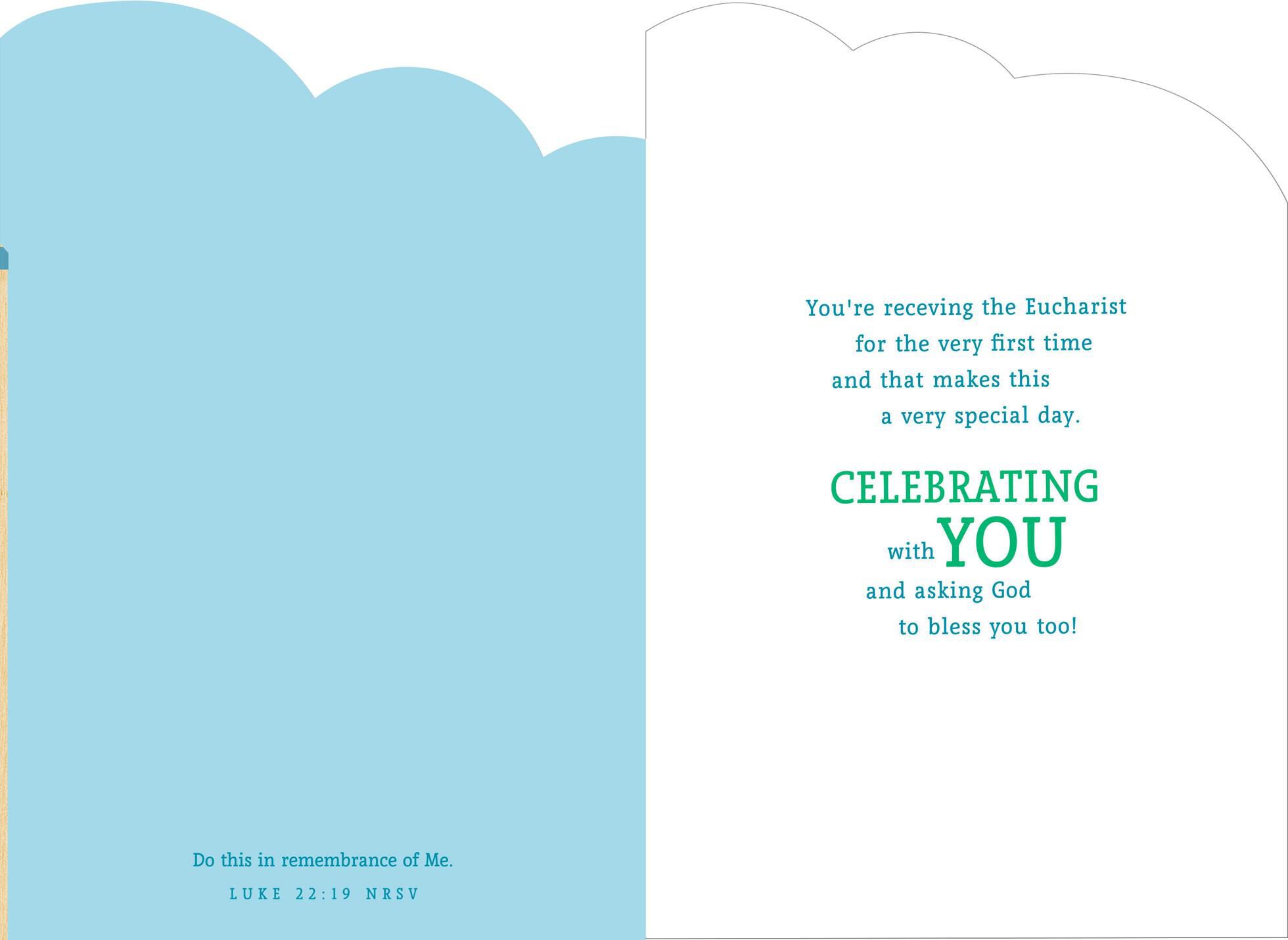 Church With Steeple Religious First Communion Card for Boy