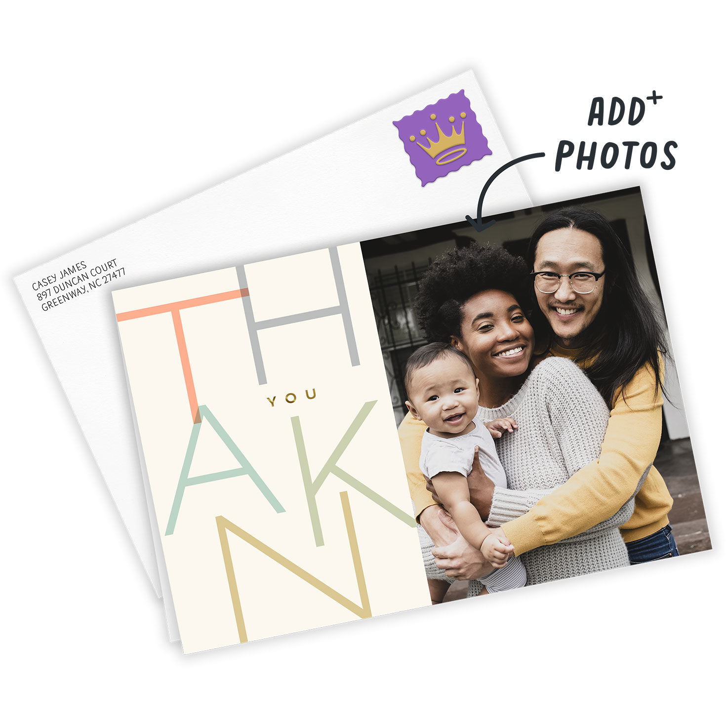 Personalized Colorful Letters Thank-You Photo Card  image number 2