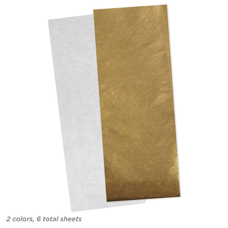 Solid White/Metallic Gold 2-Pack Holiday Tissue Paper quantity image number 4