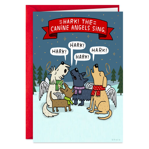 Hark, the Canine Angels Sing Funny Christmas Card, 