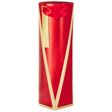 Red and Gold Bottle Gift Bag, 12.8", , large