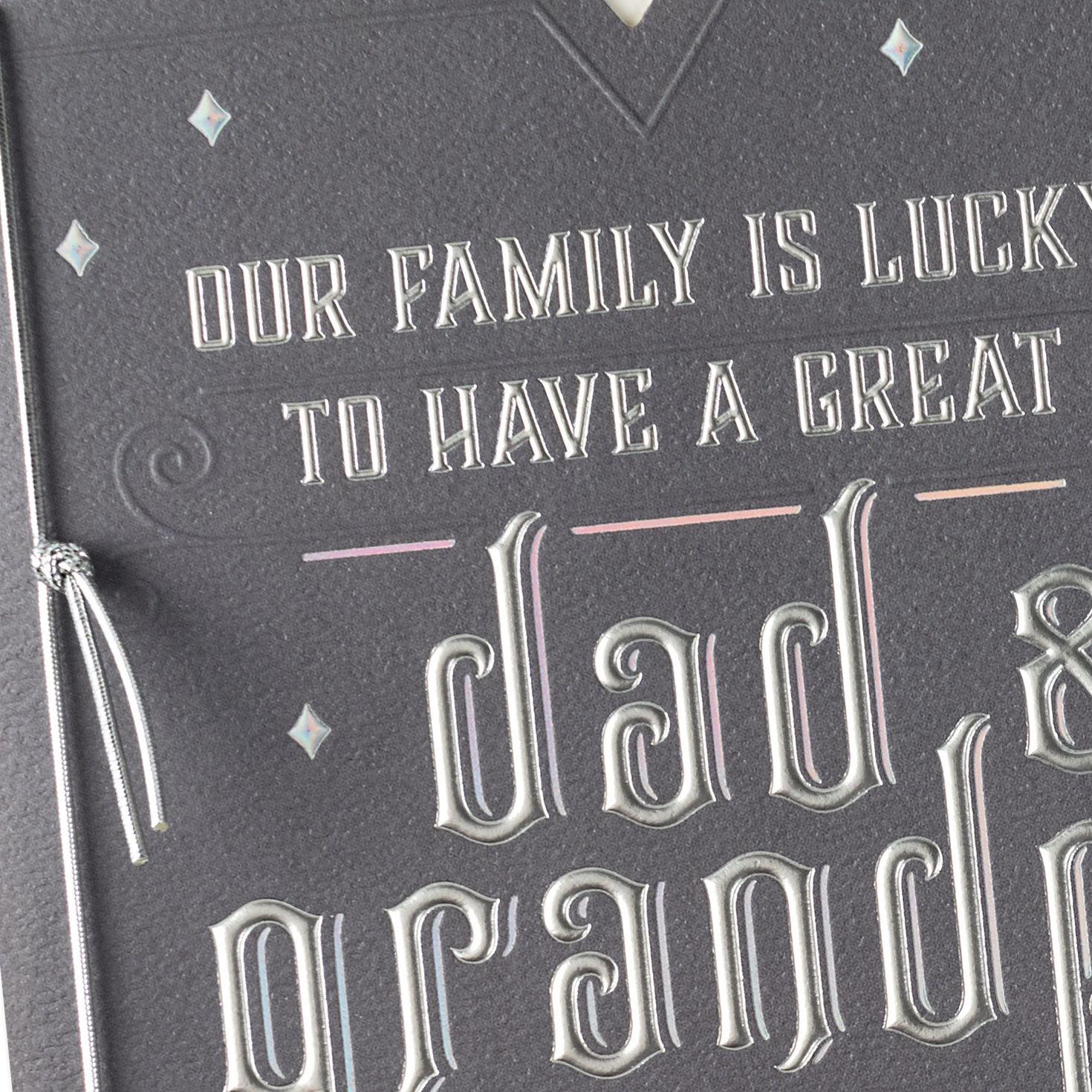 Calligraphy on Gray Father's Day Card for Grandpa Card Front Detail image number 5