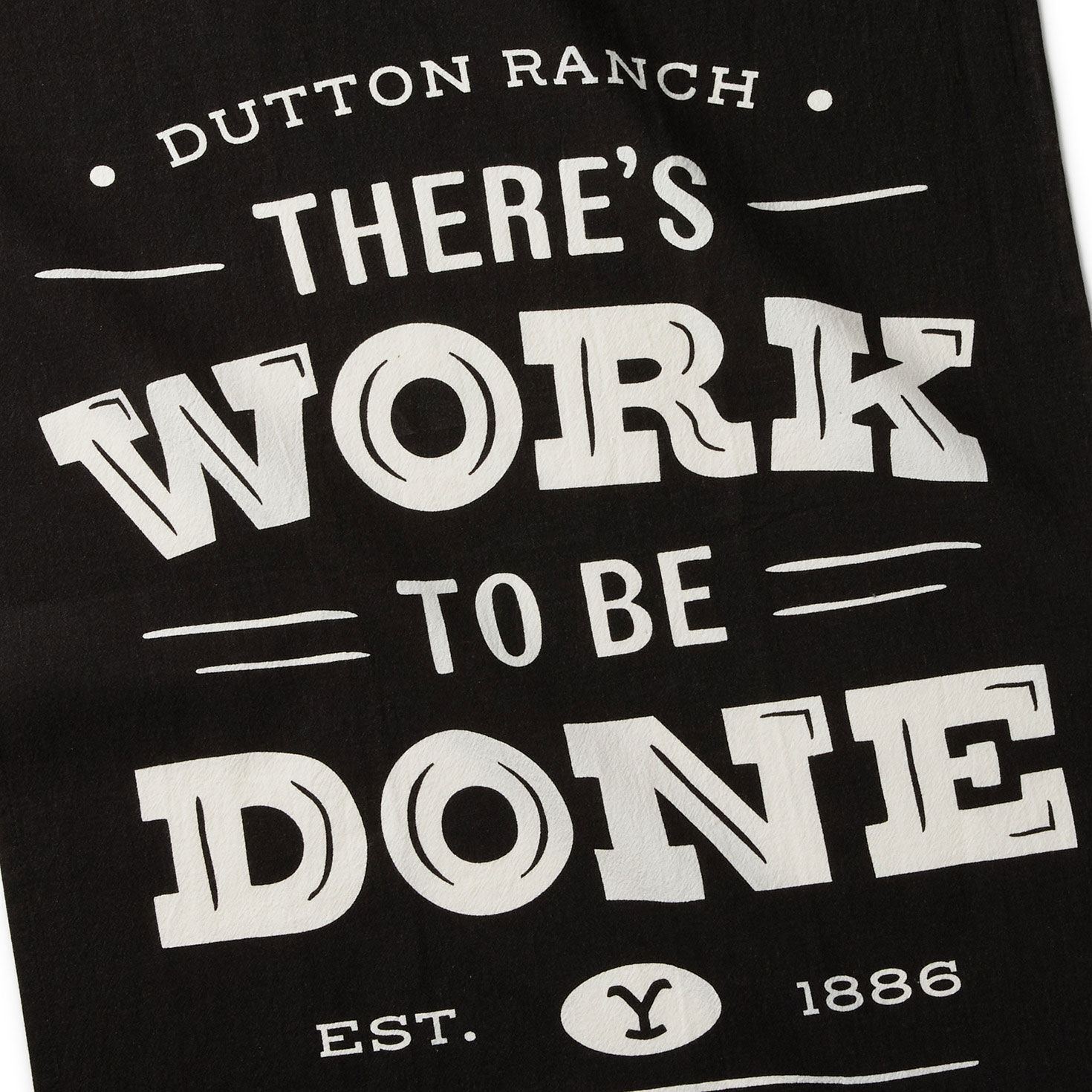 Yellowstone Dark Gray Tea Towel With Dutton Quote closeup view image number 4