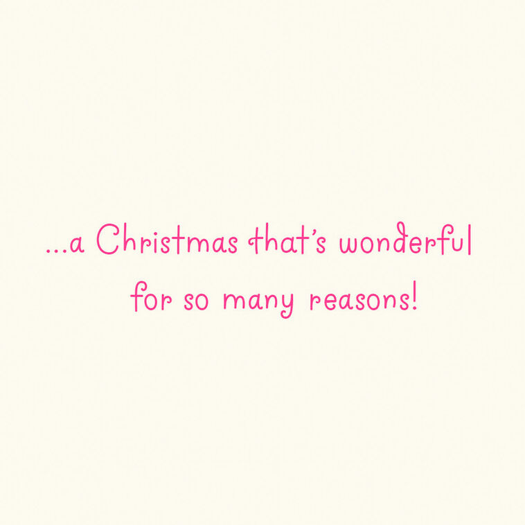 Pink and Teal Ornaments Christmas Card for Granddaughter Sentiment  image number 2