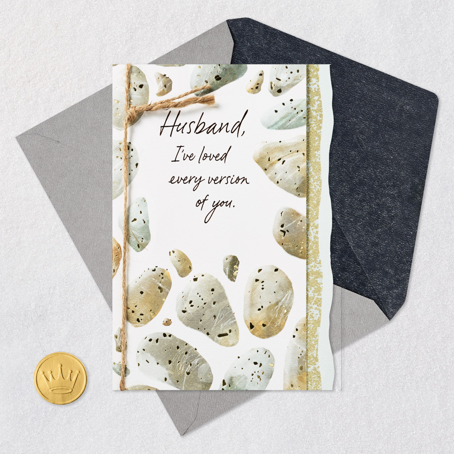 Smooth Stones Husband Birthday Card Card Front with Envelope and Gold Seal image number 6