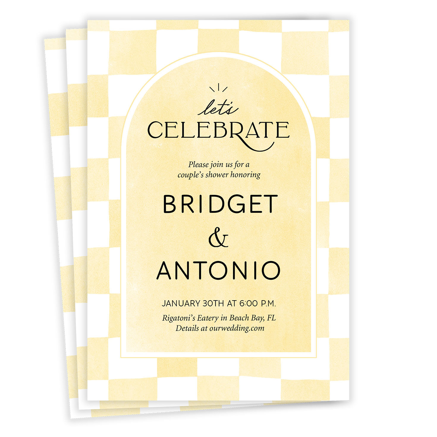 Modern Checks and Cheer Flat Couples Wedding Shower Invitation