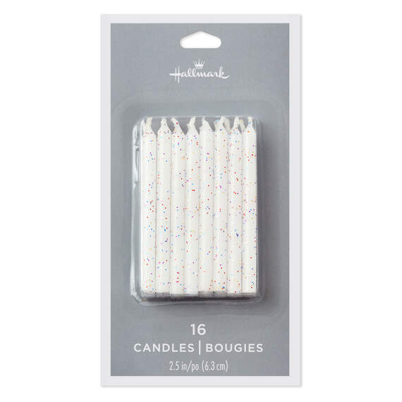 White With Glitter Birthday Candles, Set of 16, , large image number 2