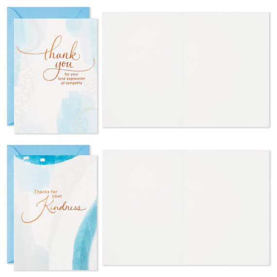 Blue Watercolor Assortment Blank Sympathy Thank-You Notes, Pack of 24, , large image number 3
