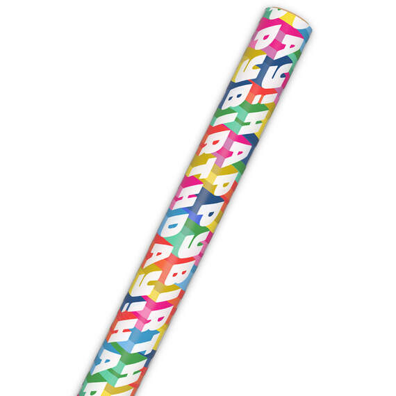 Angled All-Caps Happy Birthday Wrapping Paper, 20 sq. ft., , large image number 6