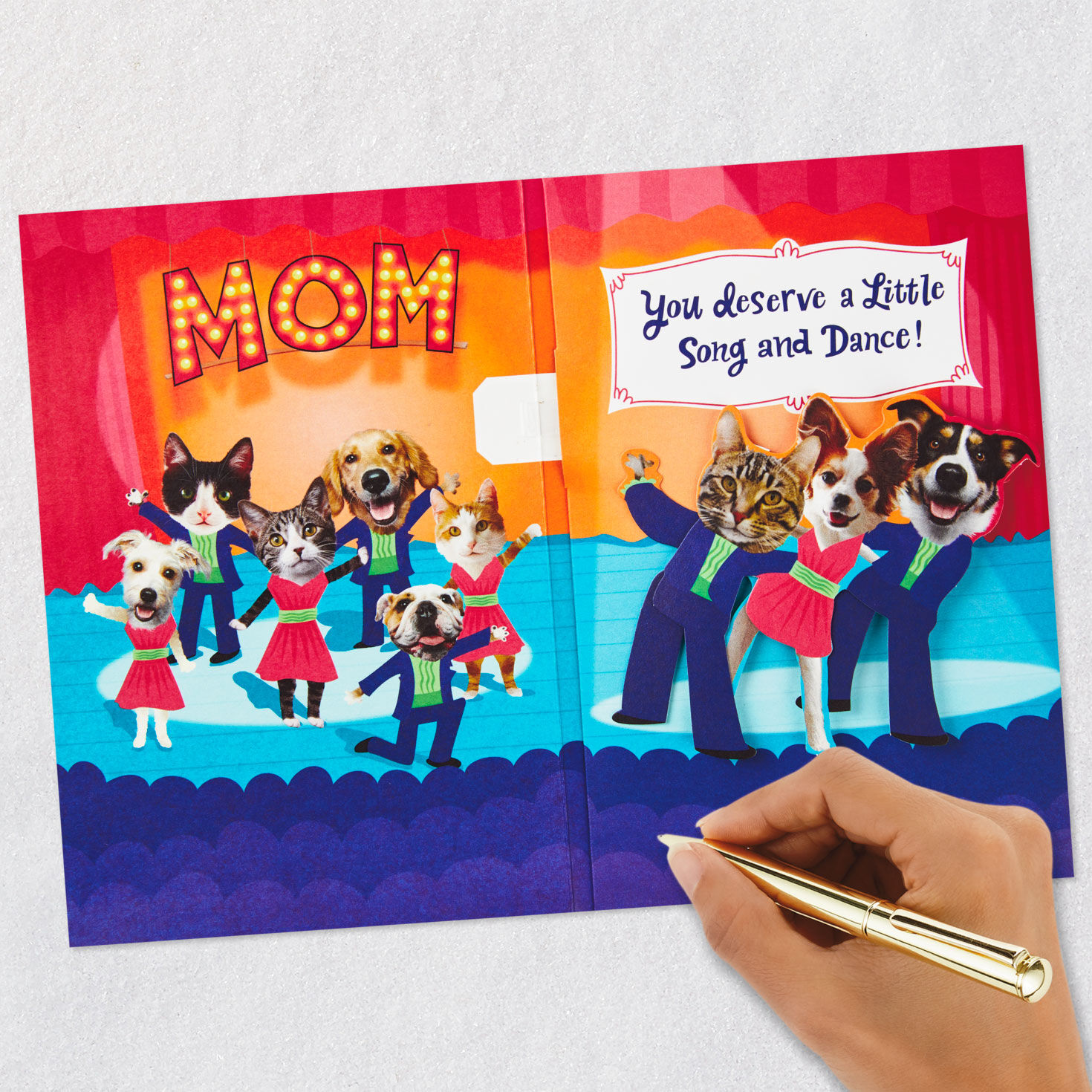 Cat on Stage Mothers Day Card With Light and Music  image number 6