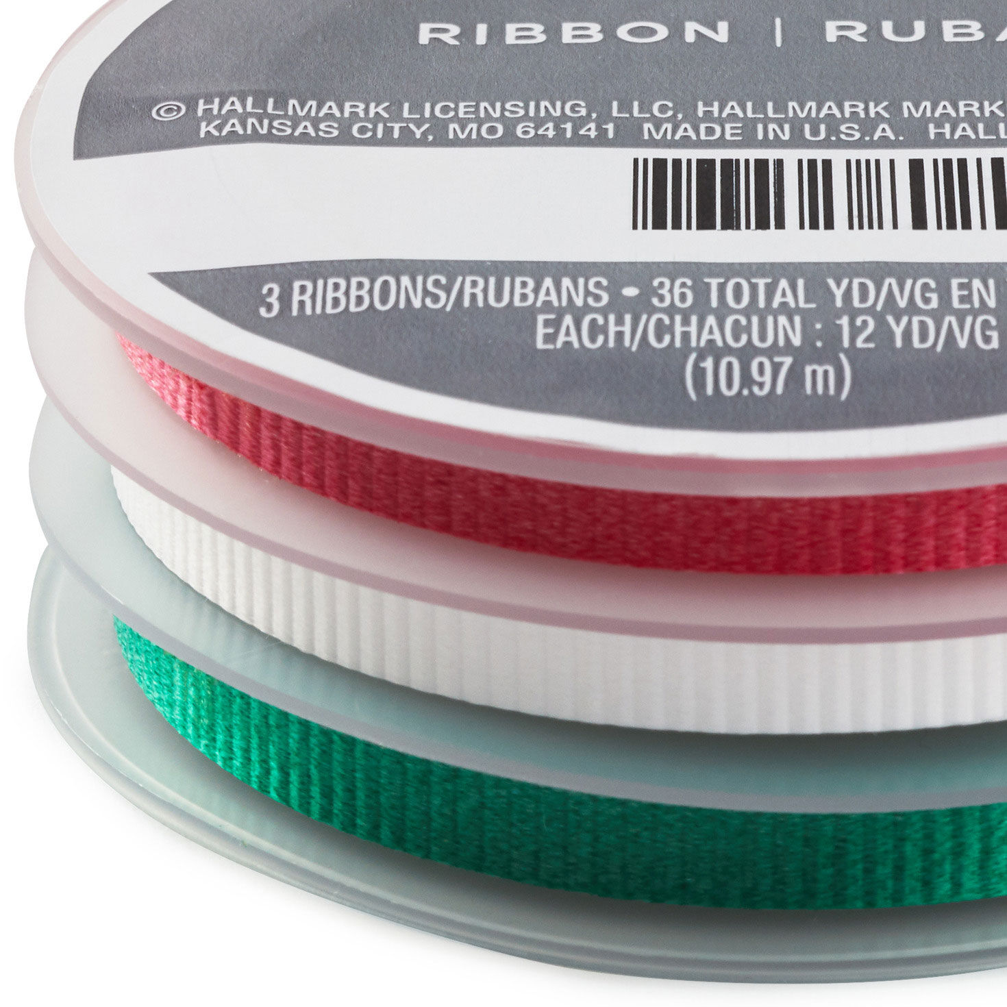 Red/Green/White 3-Pack Crimped Curling Ribbon, 108', , large image number 2