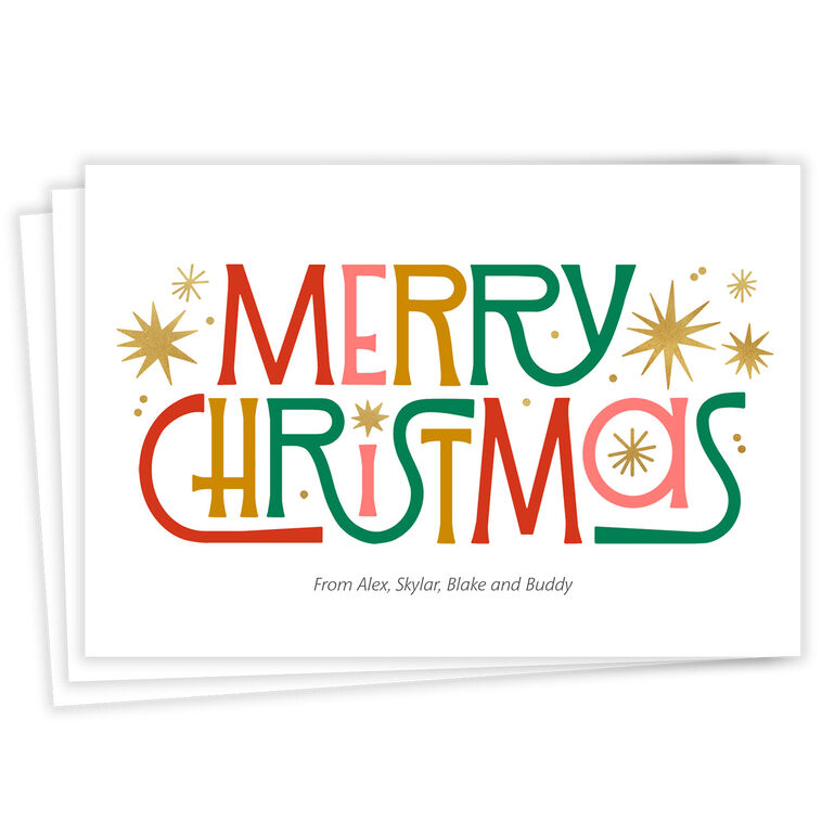 Retro-Style Merry Letters Flat Christmas Photo Card