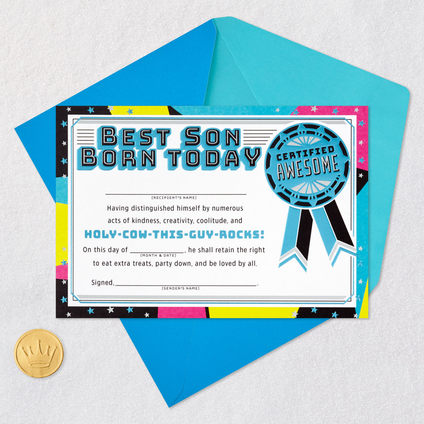 Best Son Customizable Birthday Card With Fill-in-the-Blank Certificate for only USD 4.59 | Hallmark