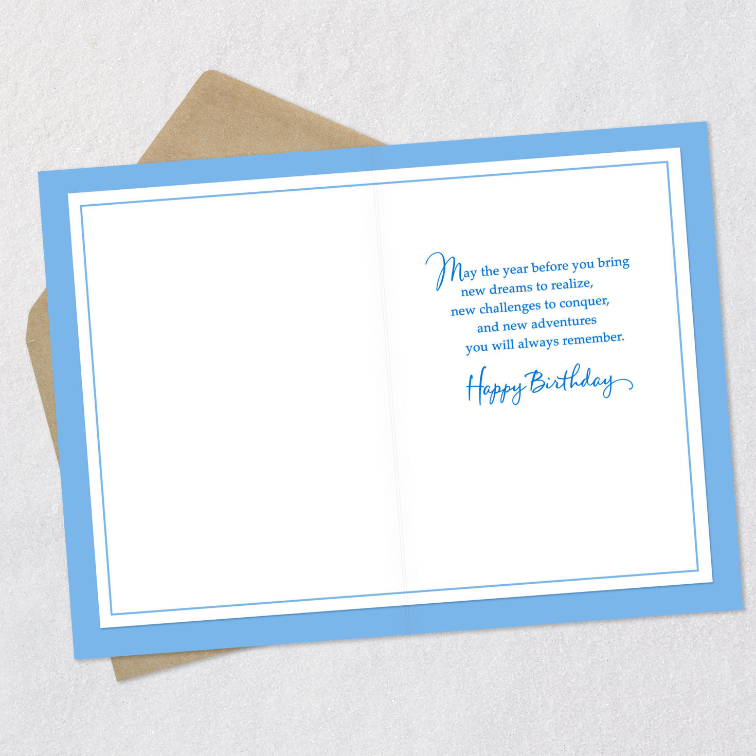 Mountain Lake Happy Birthday Card Open card with envelope image number 3