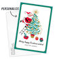Santa Decorating Tree Personalized Christmas Card Card with Envelope indicating personalization image number 2