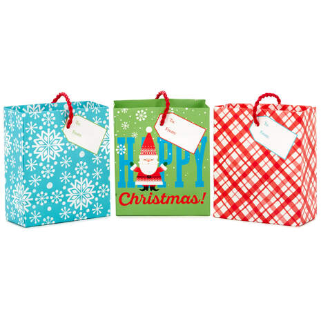 4" Fun 3-Pack Christmas Gift Card Holder Mini Bags, , large