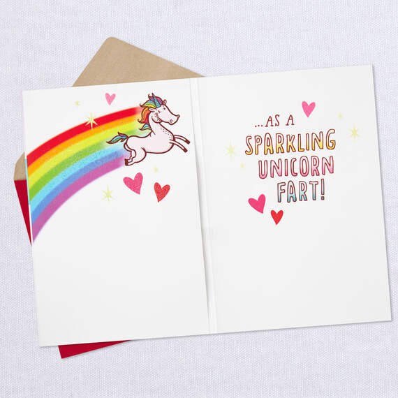 Sparkling Unicorn Fart Funny Valentine's Day Card With Sound, , large image number 3