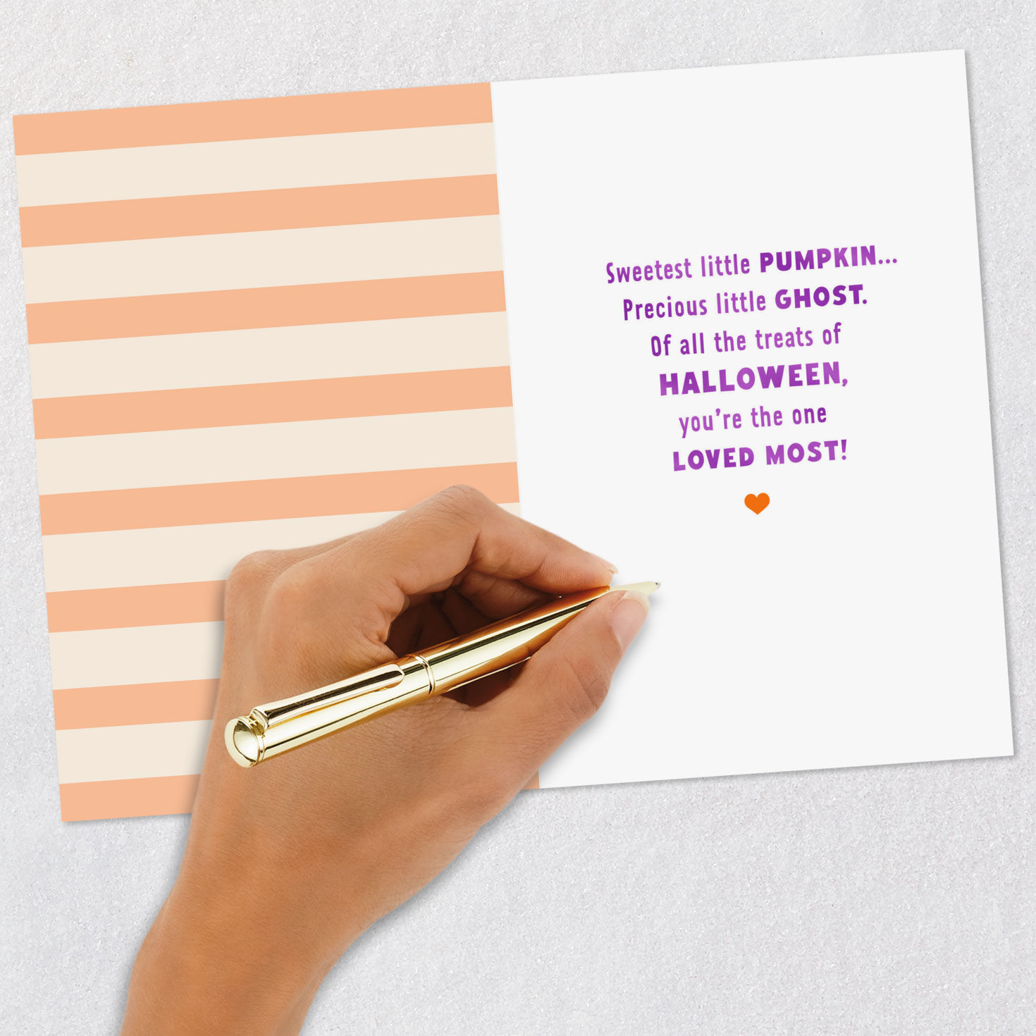 Pumpkin Orange Stripes Grandson's 1st Halloween Card signing card image number 6