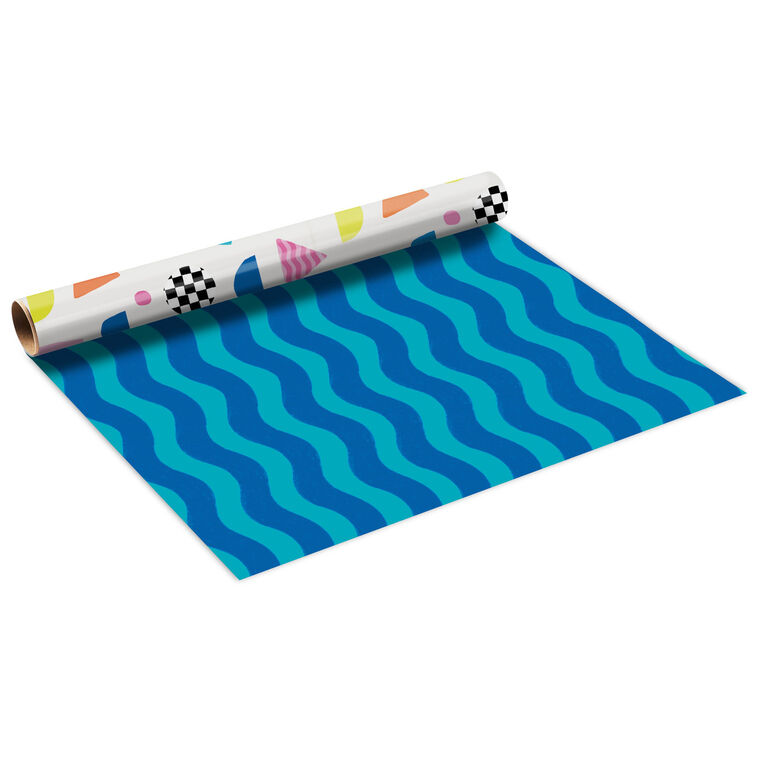 Abstract Neon on Black and Confetti on White Reversible Paper Table Runner