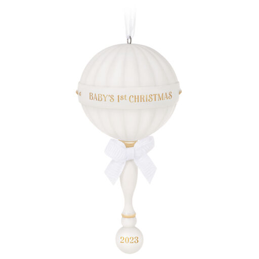 Baby's First Christmas Rattle 2023 Porcelain Ornament, 