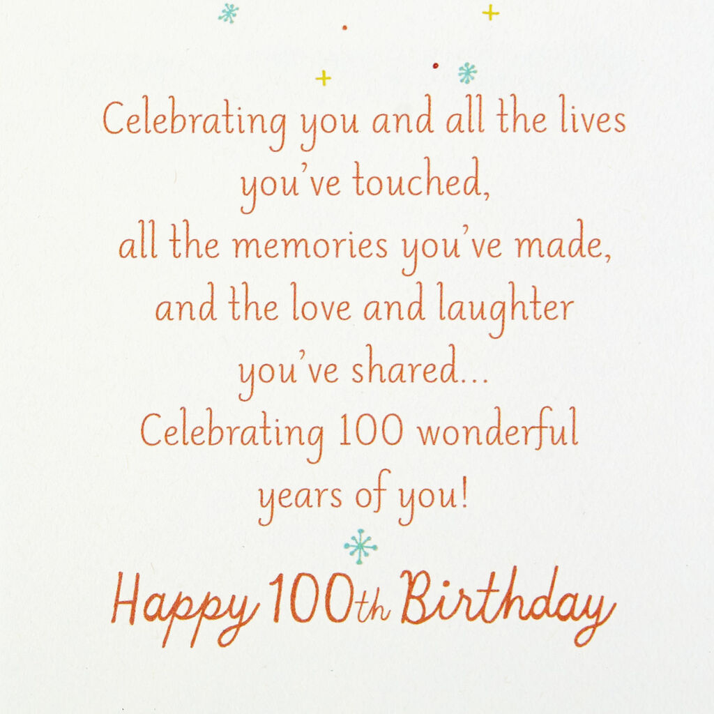 100 Years Wonderful 100th Birthday Card Greeting Cards Hallmark