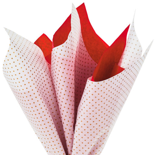 Red and Gold Dots 2-Pack Tissue Paper, 4 sheets, 