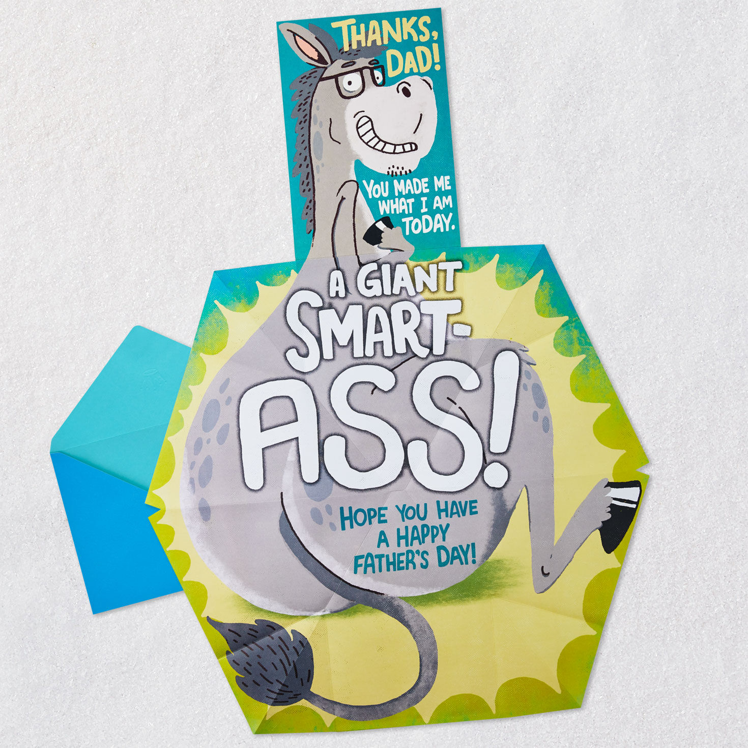 Giant Smart-Ass Funny Pop-Up Father's Day Card for Dad Open Card with Envelope image number 2