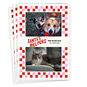 Red Pink Checkered Border Personalized Christmas Card front fanned image number 1