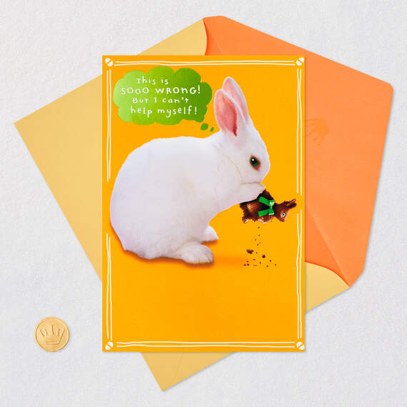 Rabbit Eating Chocolate Bunny Funny Easter Card, , large image number 5