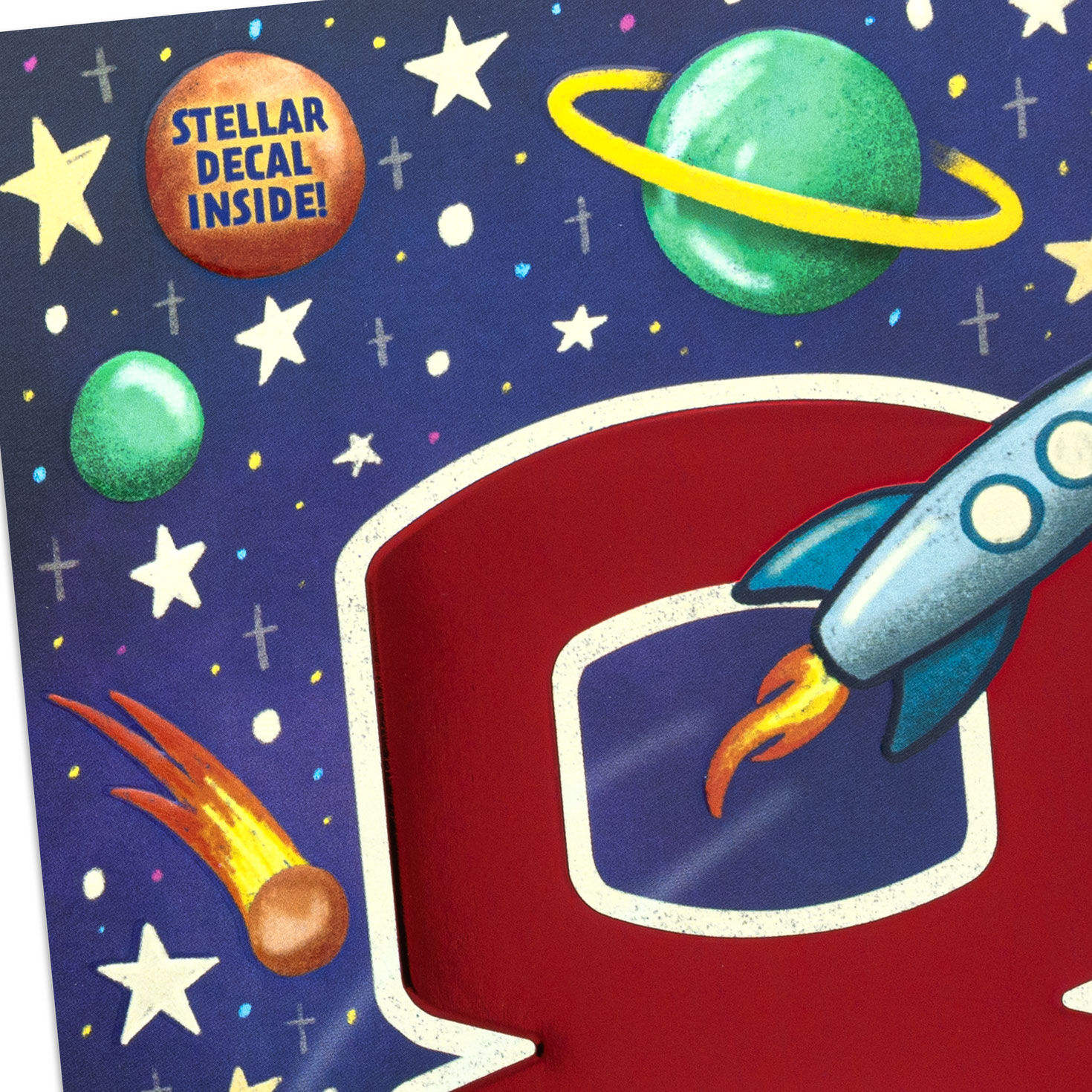Outer Space 8th Birthday Card With Alien Decal Card Front Detail image number 4