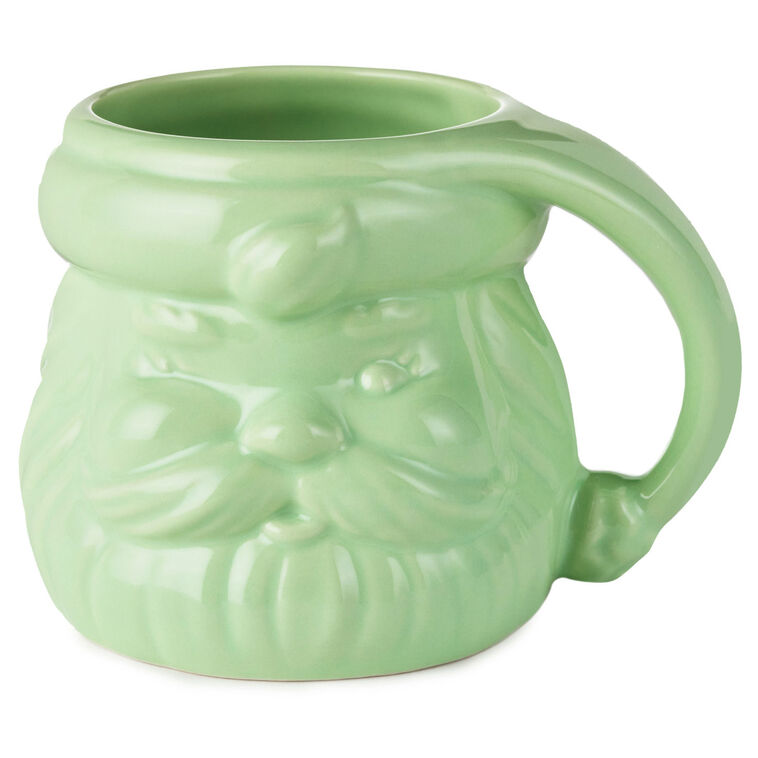 Mint Green Sculpted Santa Mug, 8 oz.
