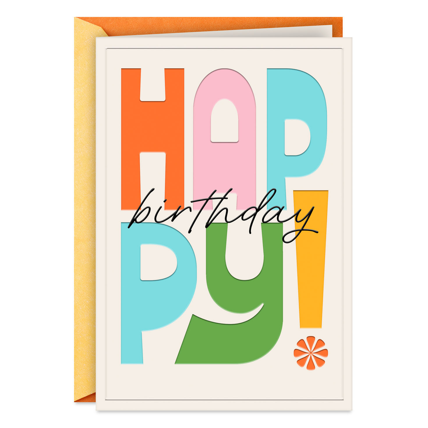 Colorful Lettering Blank Birthday Card