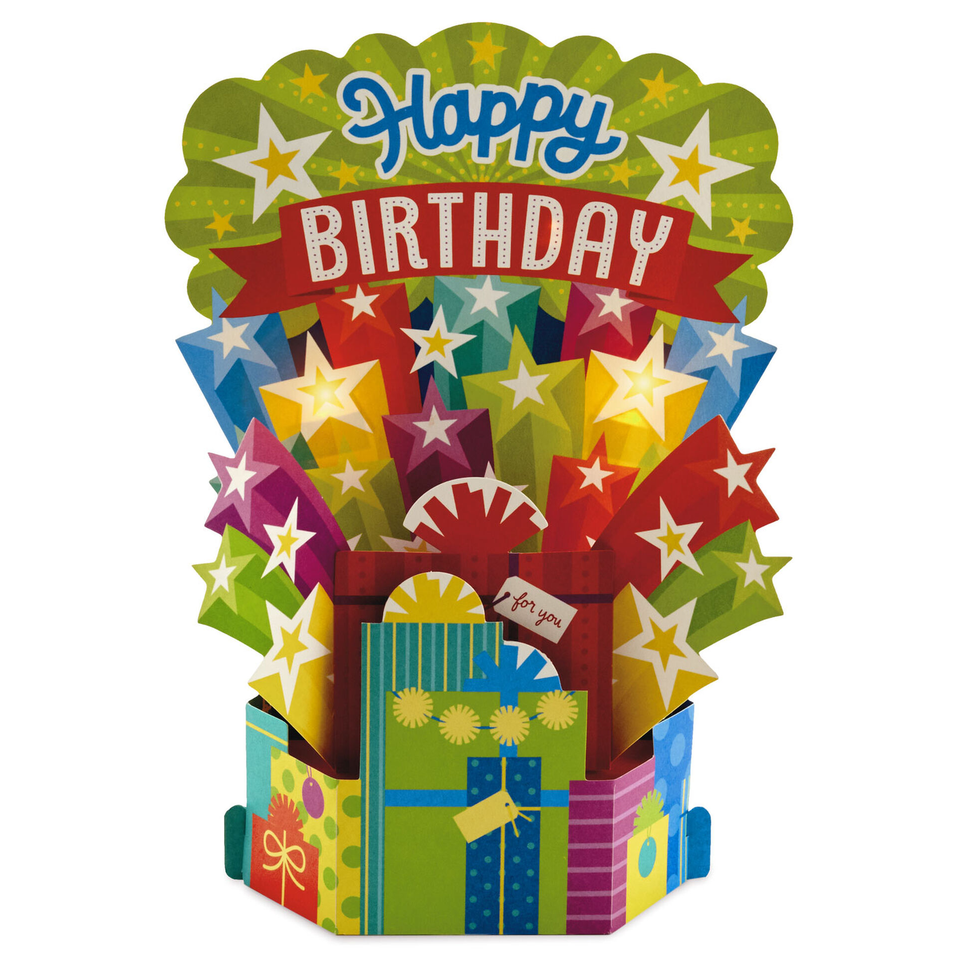 Cake With Candles 3D Pop-Up Musical Birthday Card With Light - Greeting ...