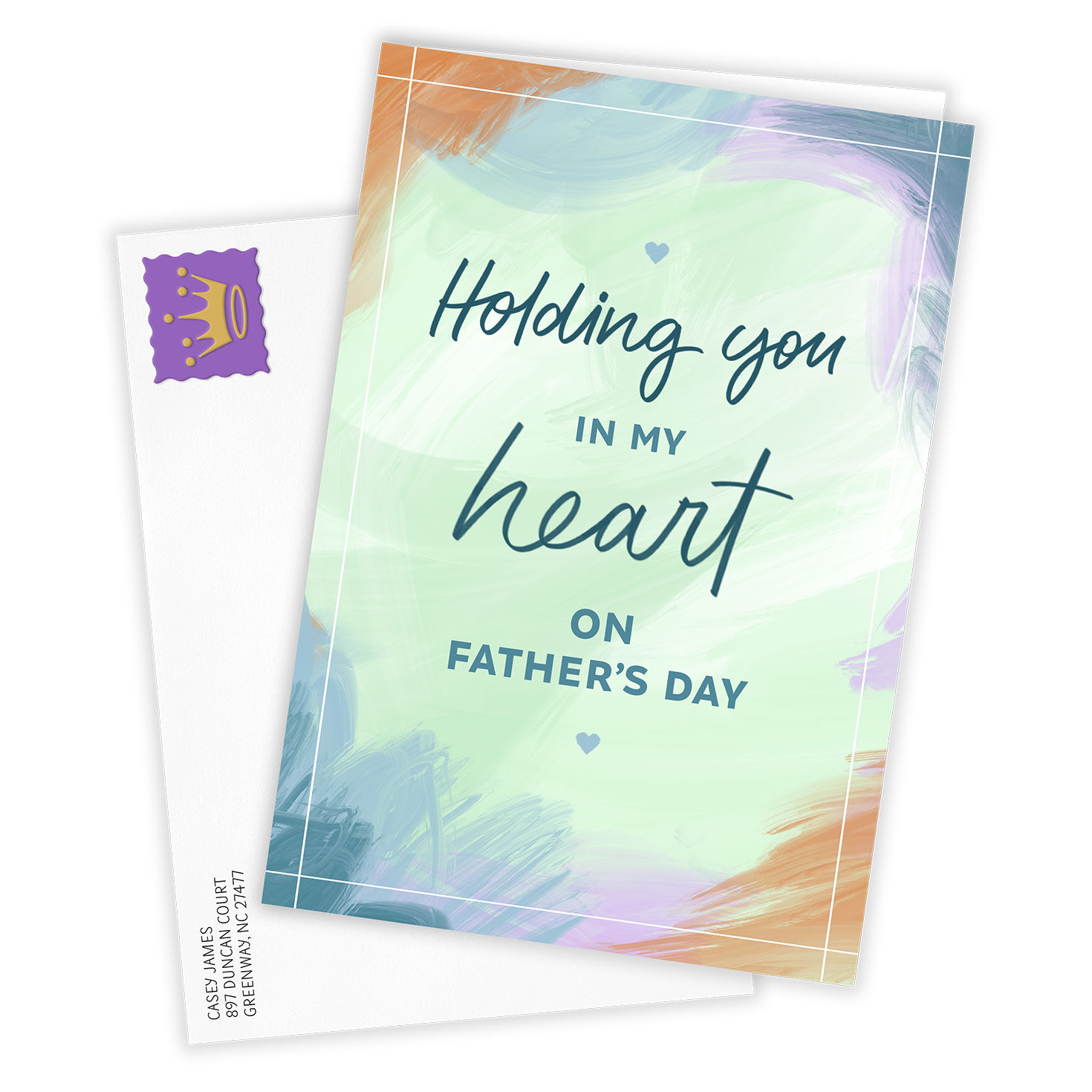 Watercolor Personalized Father's Day Card Card Front with Envelope image number 2