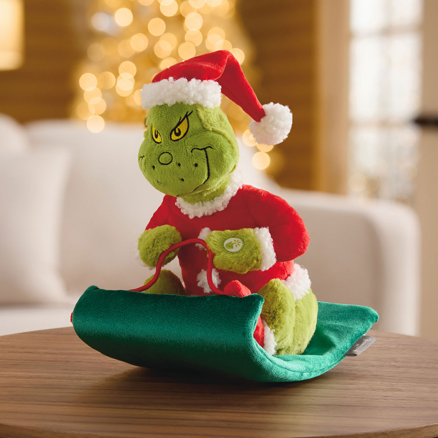 Dr. Seuss s How the Grinch Stole Christmas Grinch on Sled Musical Plush With Motion 9.5 Interactive Stuffed Animals Hallmark