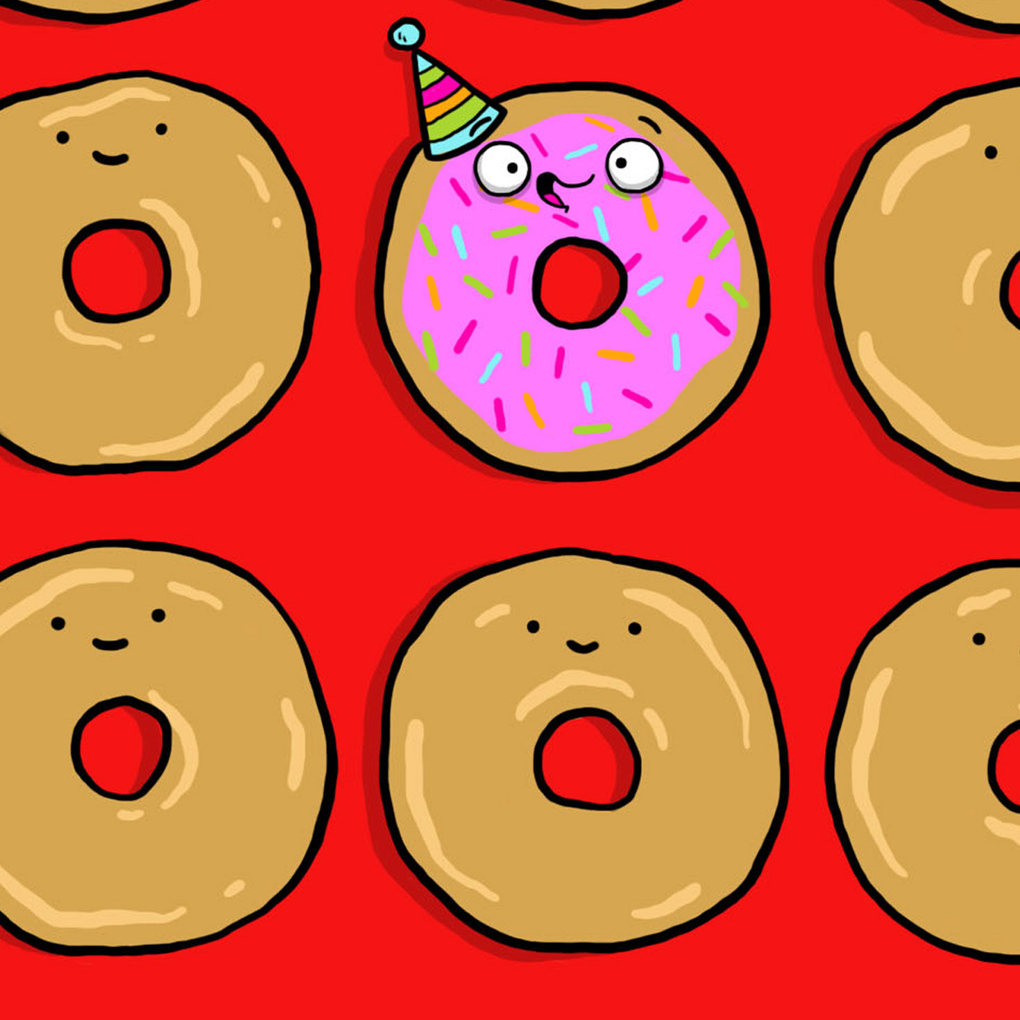Rows of Sprinkled Donuts Birthday Card Card Front Detail image number 4